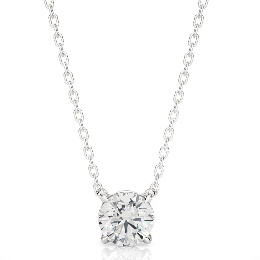 1.00 Ct Lab Grown Solitaire Pendant in White Gold