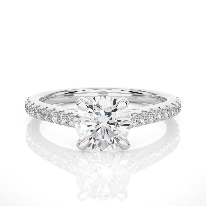 Round Lab Grown Diamond Solitaire Engagement Ring White Gold 