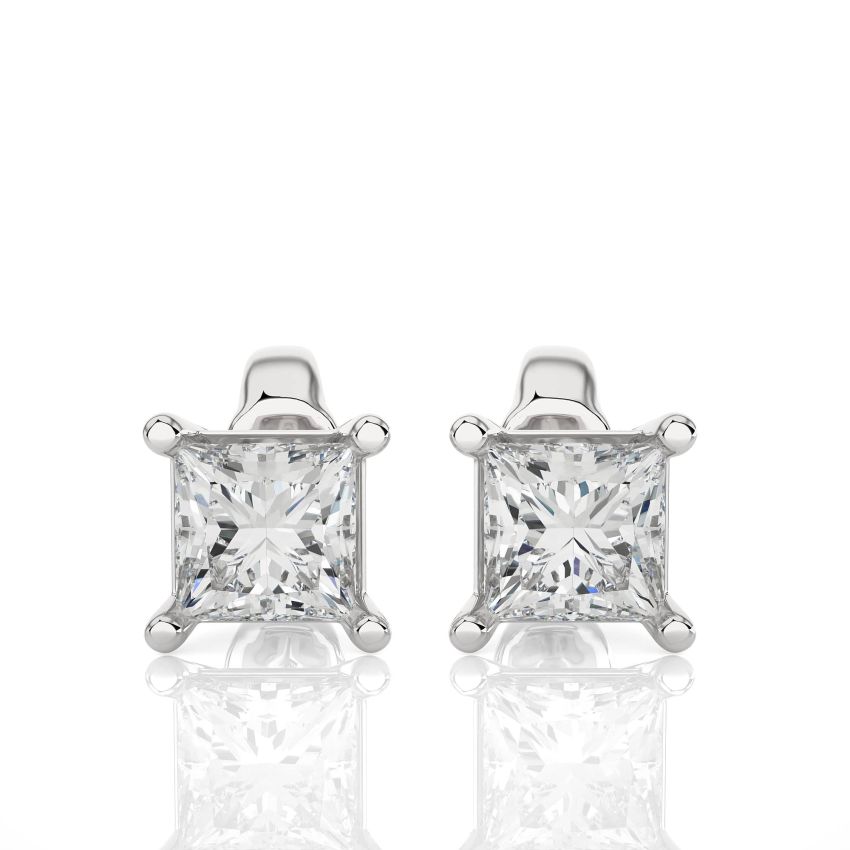 Stud Basket Setting Earrings white gold