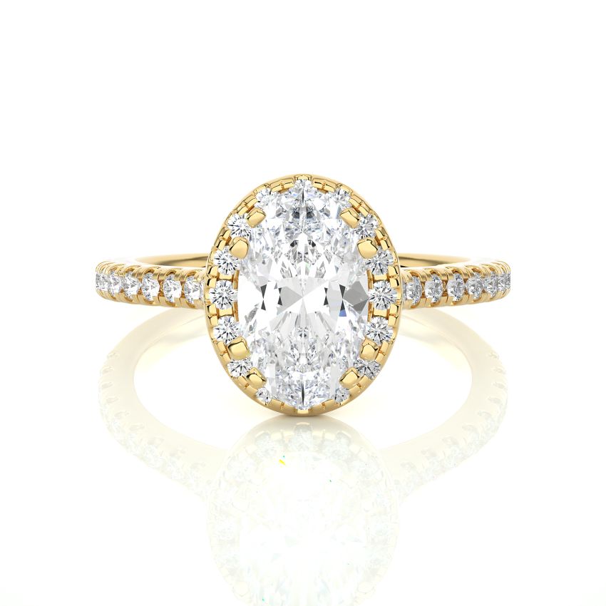 Lab Created Oval diamond engagement Ring Yellow Gold 