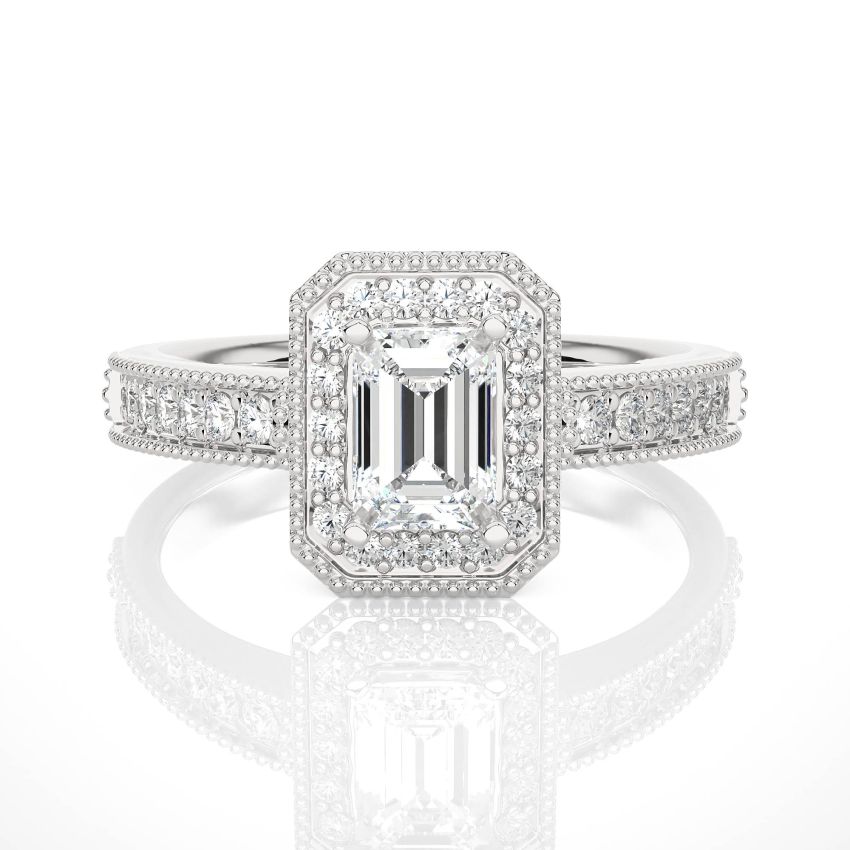 Halo Bead Bright Setting Ring white gold